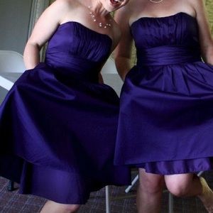 David’s Bridal Purple Knee Length Satin Bridesmaid